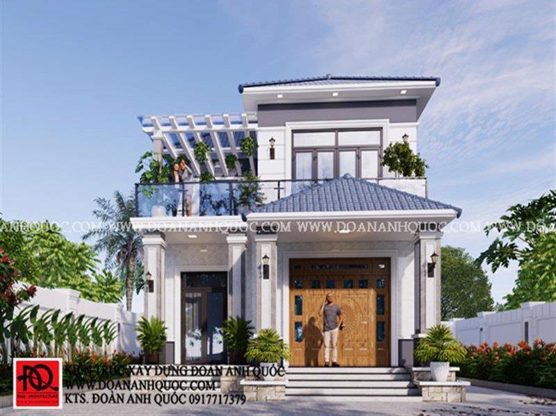 Thiết kế nhà Phan Thiết, Xây nhà trọn gói Phan Thiết, Thi công nhà trọn gói Phan Thiết, Thiết kế Thi công nội thất Phan Thiết Bình Thuận, Công ty Xây dựng Bình Thuận, Thiết kế nhà Bình Thuận, Xây nhà trọn gói Bình Thuận. Thiết kế nhà Phan Thiết- Mẫu biệt thự vườn 2 tầng mái Nhật đẹp_MS 60