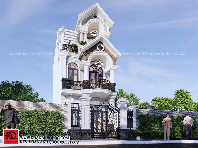 Thiết kế nhà Phan Thiết, Xây nhà trọn gói Phan Thiết, Thi công nhà trọn gói Phan Thiết, Thiết kế Thi công nội thất Phan Thiết Bình Thuận, Công ty Xây dựng Bình Thuận, Thiết kế nhà Bình Thuận, Xây nhà trọn gói Bình Thuận. Mẫu nhà phố tân cổ điển 5x15m Công ty thiết kế nhà Phan Thiết thiết kế thi công