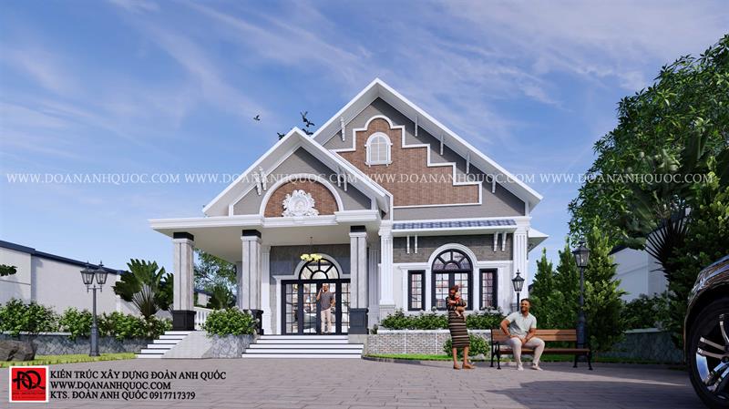 Công ty TNHH Kiến trúc Xây dựng Đoàn Anh Quốc - NHÀ CẤP 4 MÁI THÁI 3 PHÒNG NGỦ